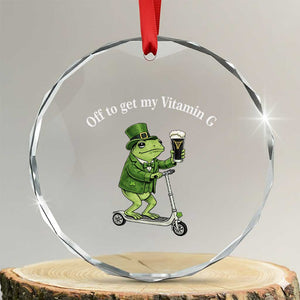 Funny Frog St Patricks Day Meme Crystal Glass Ornament Vitamin G Irish Beer TS14 Transparent Glass 3'' Circle Print Your Wear