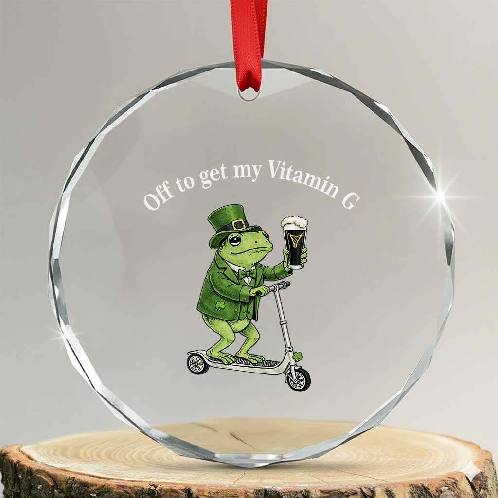 Funny Frog St Patricks Day Meme Crystal Glass Ornament Vitamin G Irish Beer TS14 Transparent Glass 3'' Circle Print Your Wear
