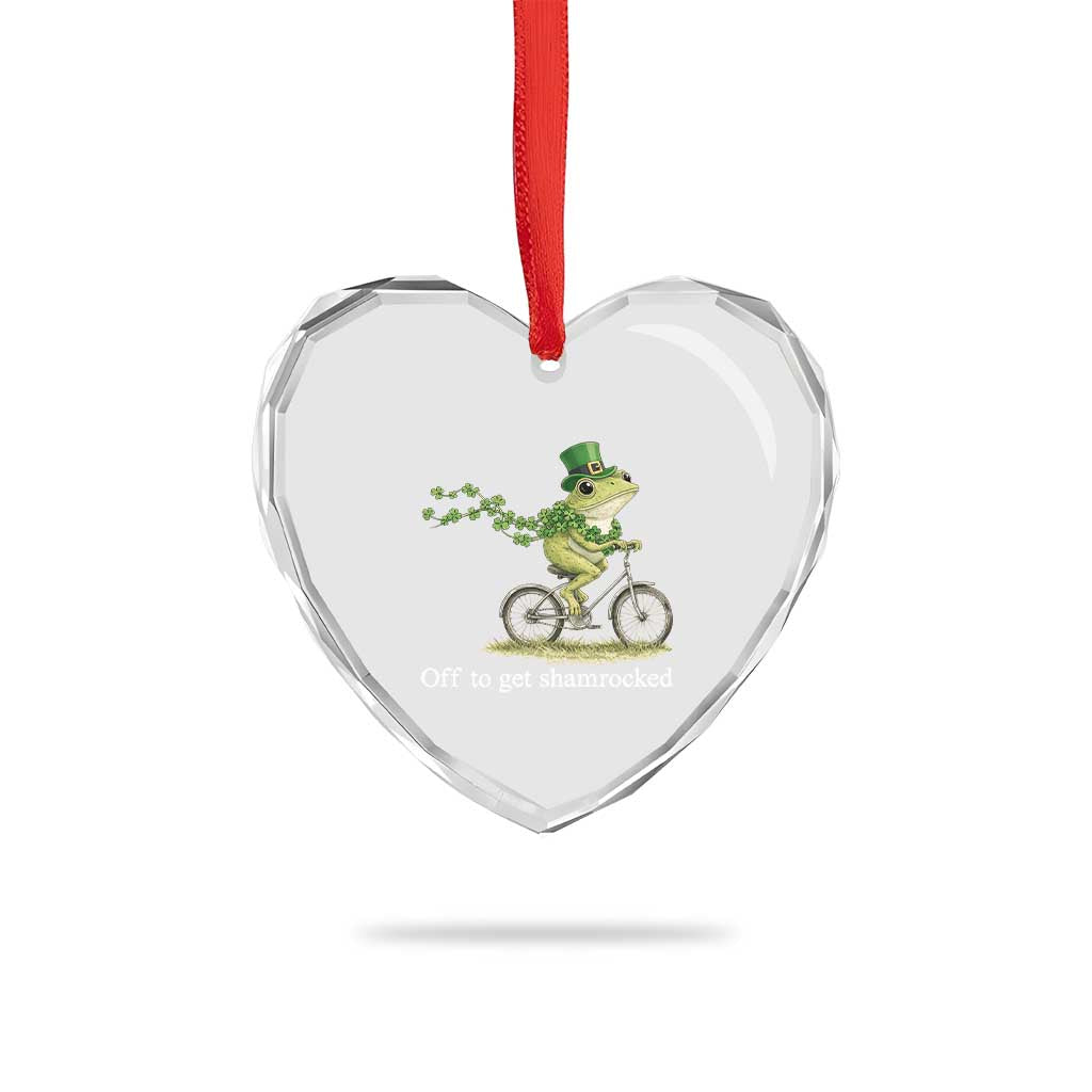 Funny Frog St Patricks Day Meme Heart Crystal Glass Ornament Off To Get Shamrocked TS14 Print Your Wear