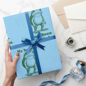 Funny Frog Wrapping Paper Roll My Heebies Have Been Jeebied Weirdcore Meme TS10 Light Blue Print Your Wear