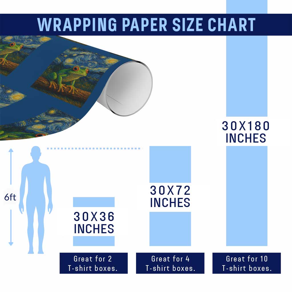 Funny Frog Wrapping Paper Roll Van Gogh Style Starry Night TS12 Print Your Wear