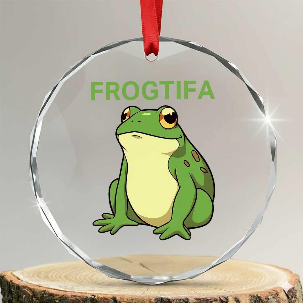Funny Frogtifa Crystal Glass Ornament Resist Frog Protest Against Fascism TS02 Transparent Glass 3'' Circle Print Your Wear