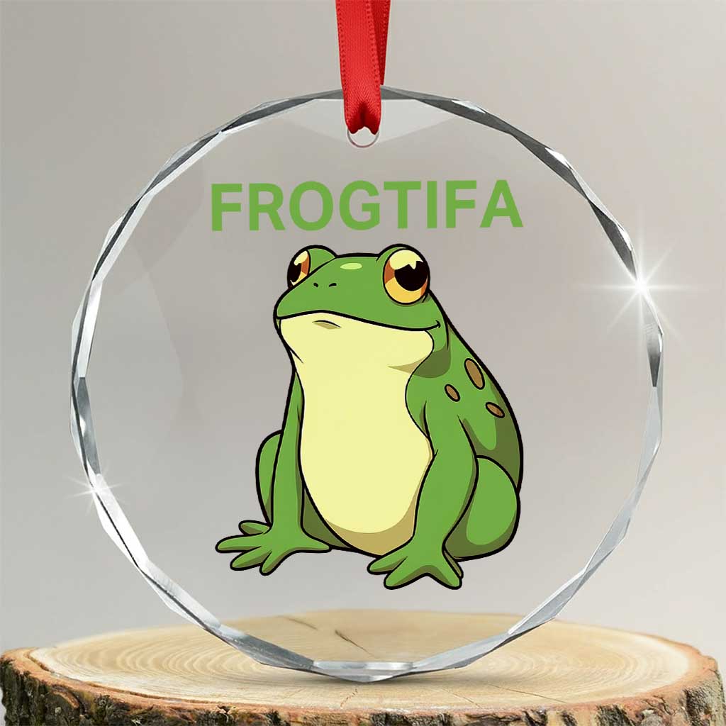 Funny Frogtifa Crystal Glass Ornament Resist Frog Protest Against Fascism - Print Your Wear