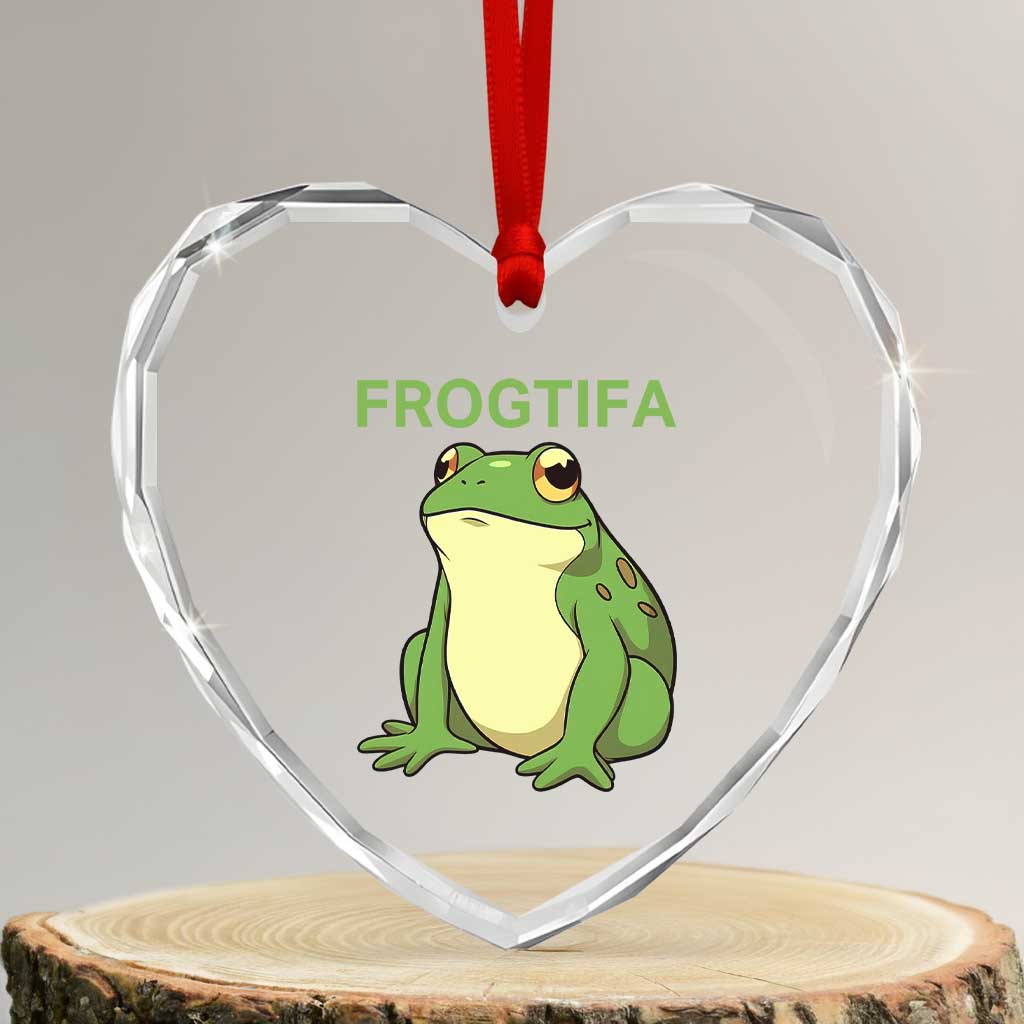 Funny Frogtifa Heart Crystal Glass Ornament Resist Frog Protest Against Fascism TS02 Transparent Glass 3'' Heart Print Your Wear