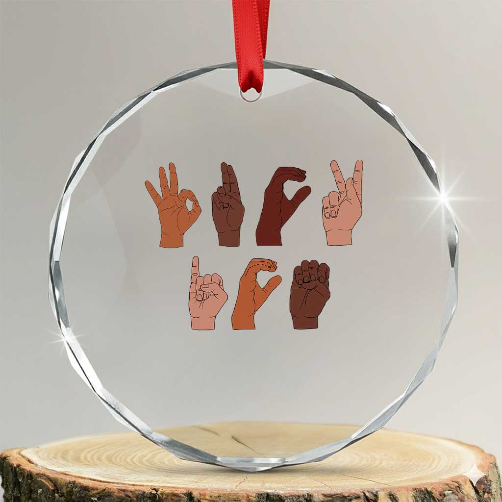 Funny Fuck Hand Sign Language Anti Deportation Crystal Glass Ornament Chinga La Migra TS11 Transparent Glass 3'' Circle Print Your Wear