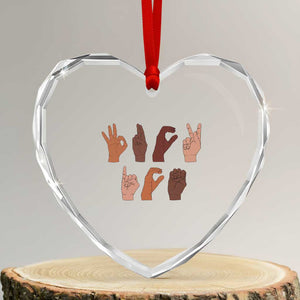 Funny Fuck Hand Sign Language Anti Deportation Heart Crystal Glass Ornament Chinga La Migra TS11 Transparent Glass 3'' Heart Print Your Wear