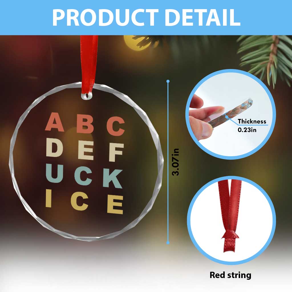 Funny Fuck Ice Protest Resistance Crystal Glass Ornament Political Retro Alphabet Graphic TS11 Print Your Wear