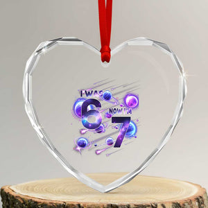 Funny Galaxy Space Birthday Heart Crystal Glass Ornament I Was Six Now I Am Seven TS12 Transparent Glass 3'' Heart Print Your Wear