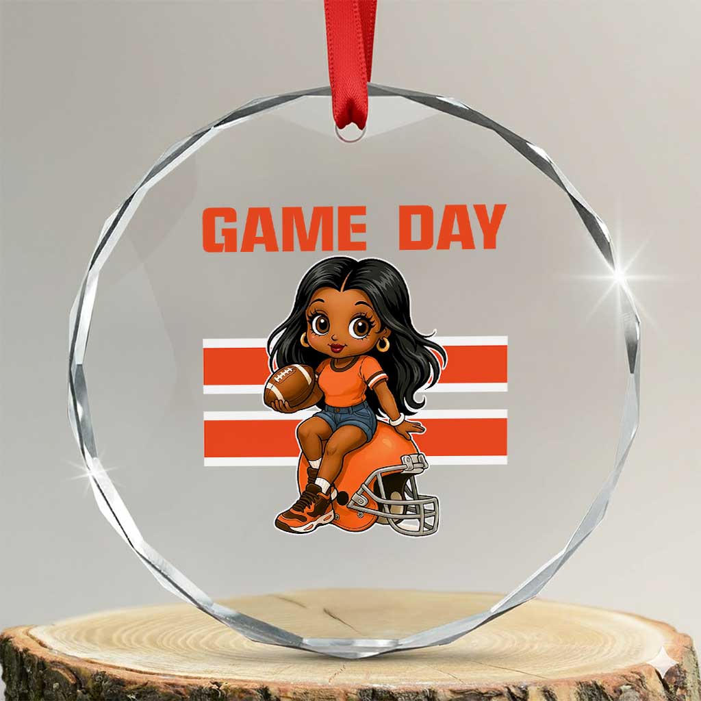 Funny Game Day Cute Girl Crystal Glass Ornament Midwest Football Player Gift TS12 Transparent Glass 3'' Circle Print Your Wear