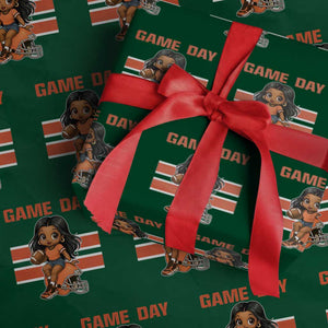 Funny Game Day Cute Girl Wrapping Paper Roll Midwest Football Player Gift TS12 Green Print Your Wear