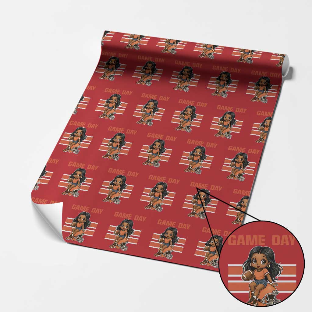Funny Game Day Cute Girl Wrapping Paper Roll Midwest Football Player Gift TS12 Red Print Your Wear