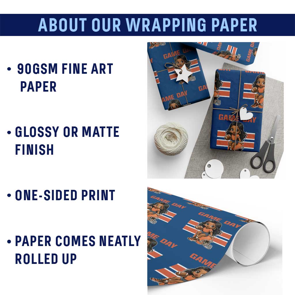 Funny Game Day Cute Girl Wrapping Paper Roll Midwest Football Player Gift TS12 Print Your Wear