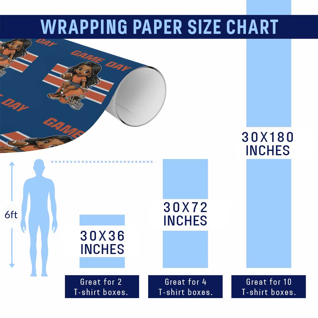 Funny Game Day Cute Girl Wrapping Paper Roll Midwest Football Player Gift TS12 Print Your Wear