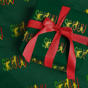 Funny Game Day Soccer Celebration Gift Wrapping Paper Roll Siuuuu TS12 Green Print Your Wear