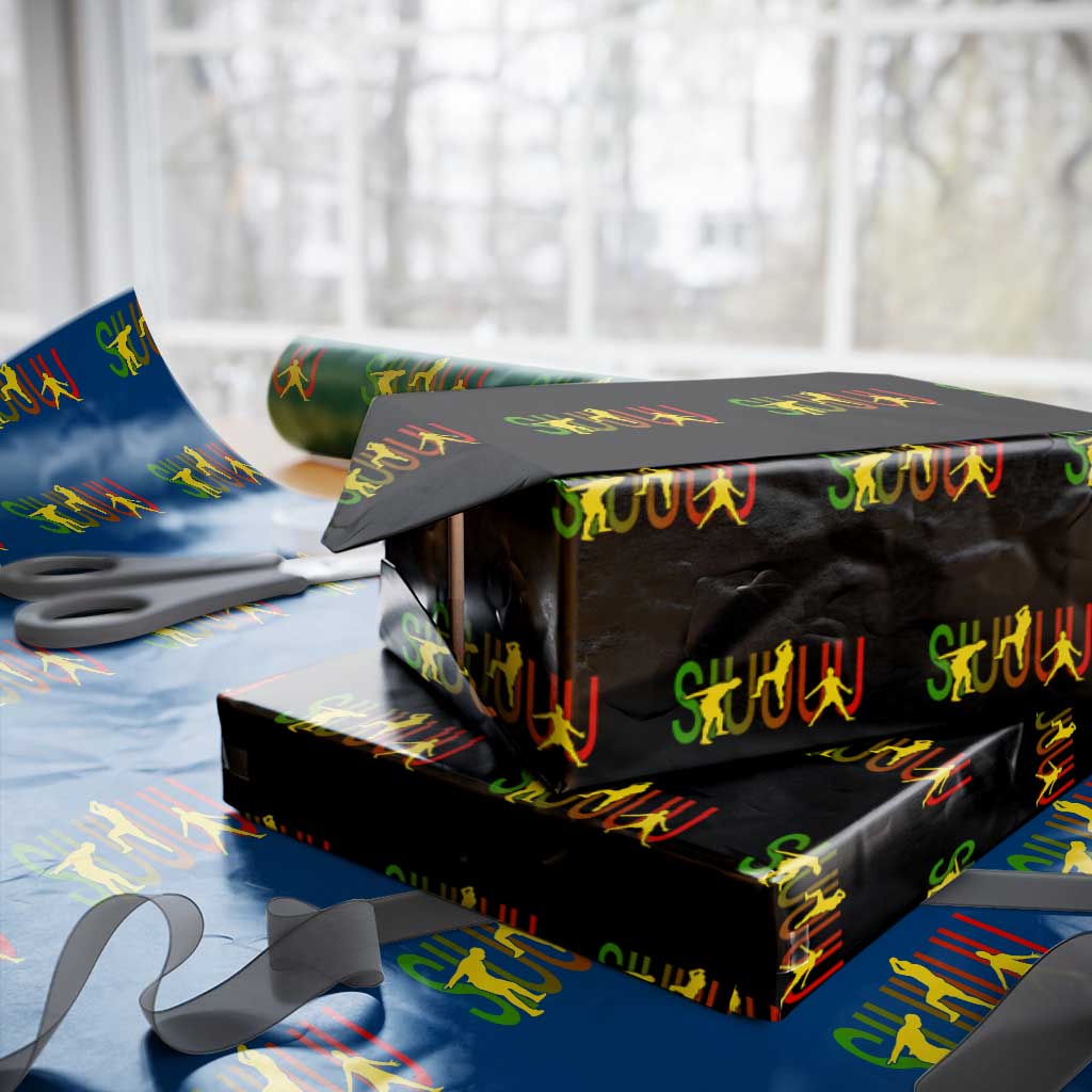 Funny Game Day Soccer Celebration Gift Wrapping Paper Roll Siuuuu TS12 Black Print Your Wear
