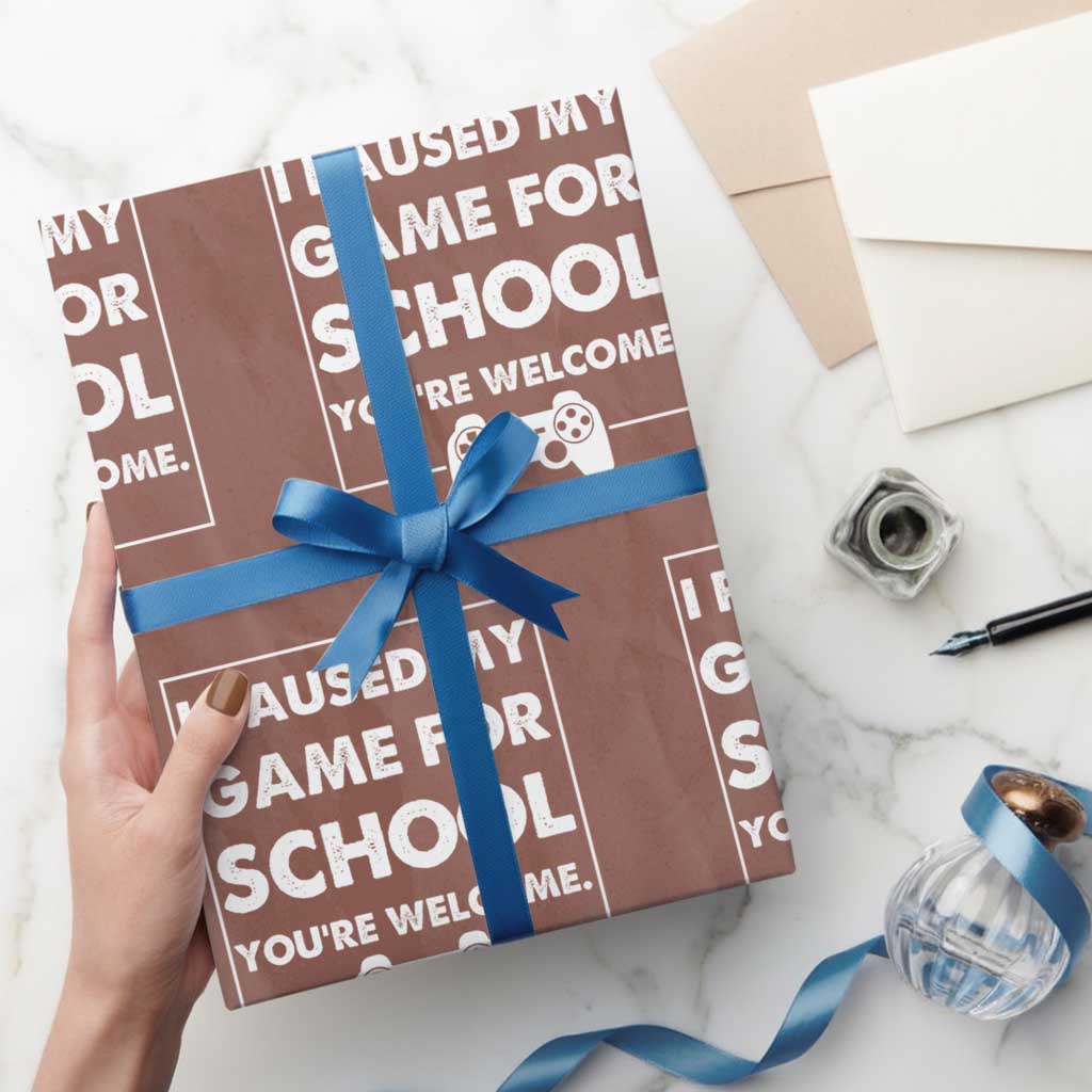 Funny Gamer Back to School Wrapping Paper Roll Funny Boys Video Gaming TS10 Mocha Print Your Wear