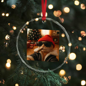 Funny Gangster Cats Christmas Crystal Glass Ornament Smoking Kitten Meme TS14 Print Your Wear