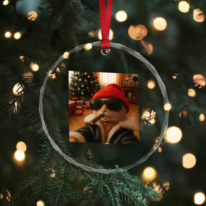 Funny Gangster Cats Christmas Crystal Glass Ornament Smoking Kitten Meme TS14 Print Your Wear