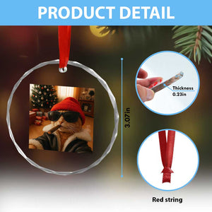 Funny Gangster Cats Christmas Crystal Glass Ornament Smoking Kitten Meme TS14 Print Your Wear