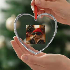 Funny Gangster Cats Christmas Heart Crystal Glass Ornament Smoking Kitten Meme TS14 Print Your Wear