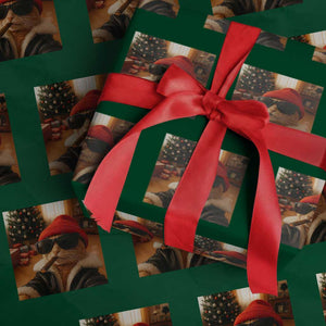 Funny Gangster Cats Xmas Wrapping Paper Roll Smoking Kitten Meme TS14 Green Print Your Wear