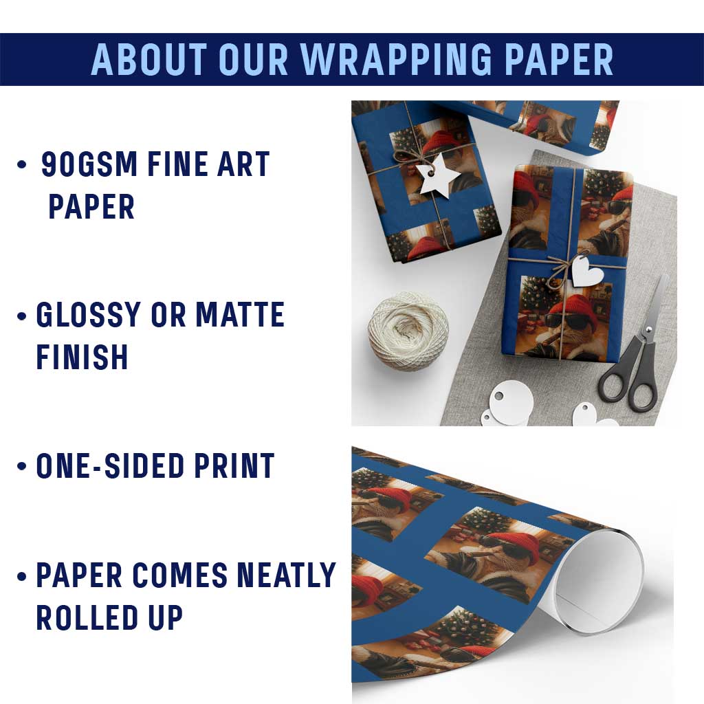 Funny Gangster Cats Xmas Wrapping Paper Roll Smoking Kitten Meme TS14 Print Your Wear