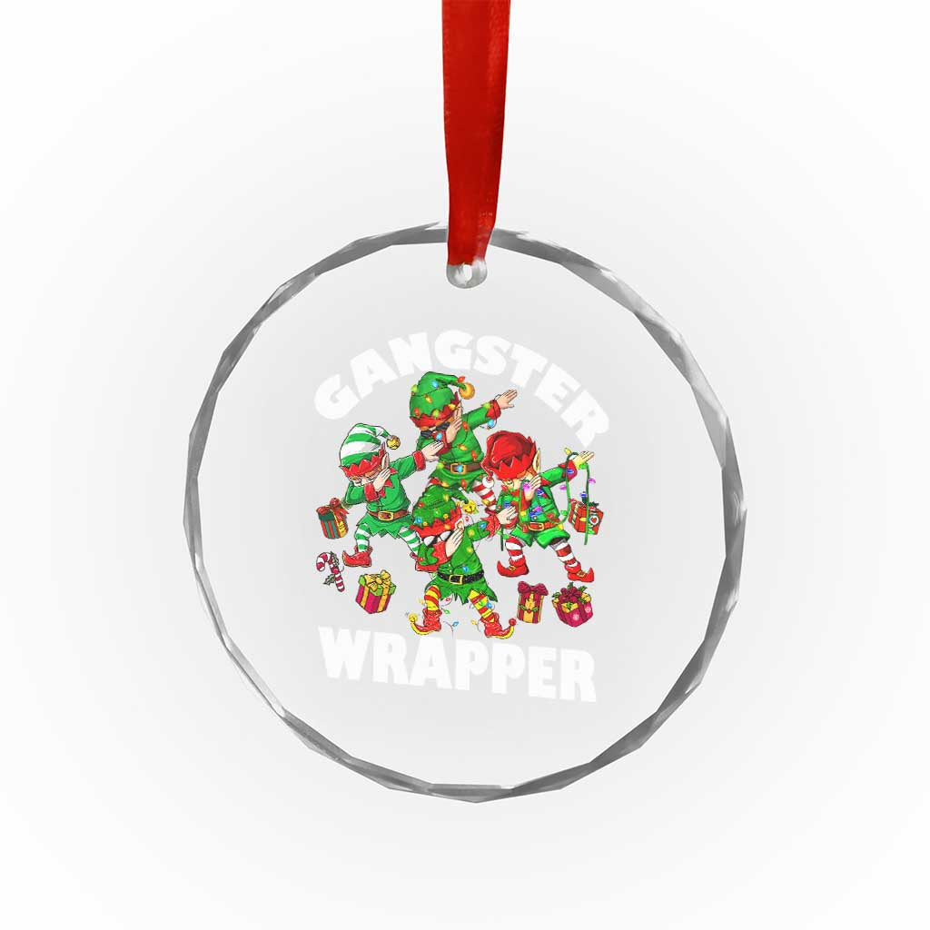 Funny Gangster Wrapper Crystal Glass Ornament Gangsta Elf Crew Presents TS11 Print Your Wear