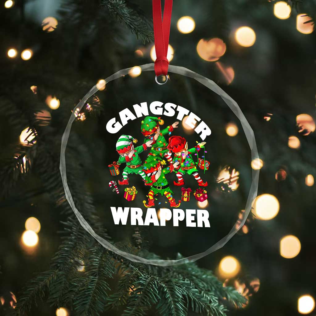 Funny Gangster Wrapper Crystal Glass Ornament Gangsta Elf Crew Presents TS11 Print Your Wear