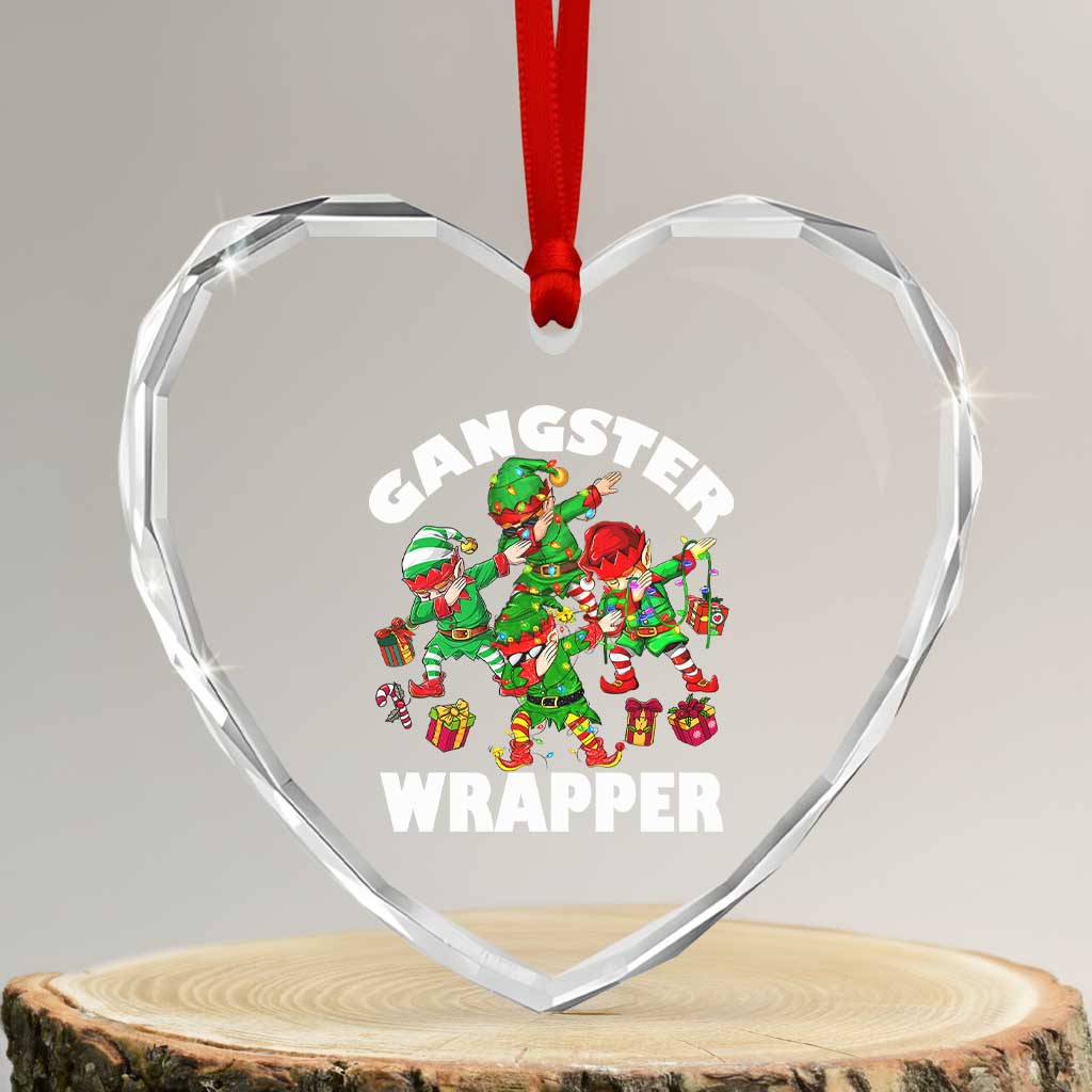 Funny Gangster Wrapper Heart Crystal Glass Ornament Gangsta Elf Crew Presents TS11 Transparent Glass 3'' Heart Print Your Wear