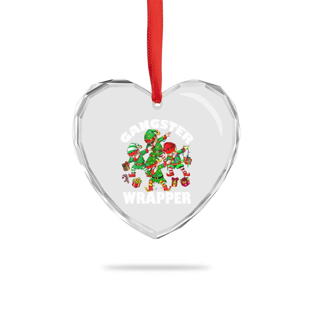 Funny Gangster Wrapper Heart Crystal Glass Ornament Gangsta Elf Crew Presents TS11 Print Your Wear