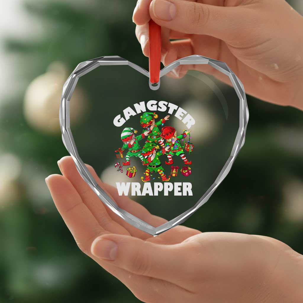 Funny Gangster Wrapper Heart Crystal Glass Ornament Gangsta Elf Crew Presents TS11 Print Your Wear