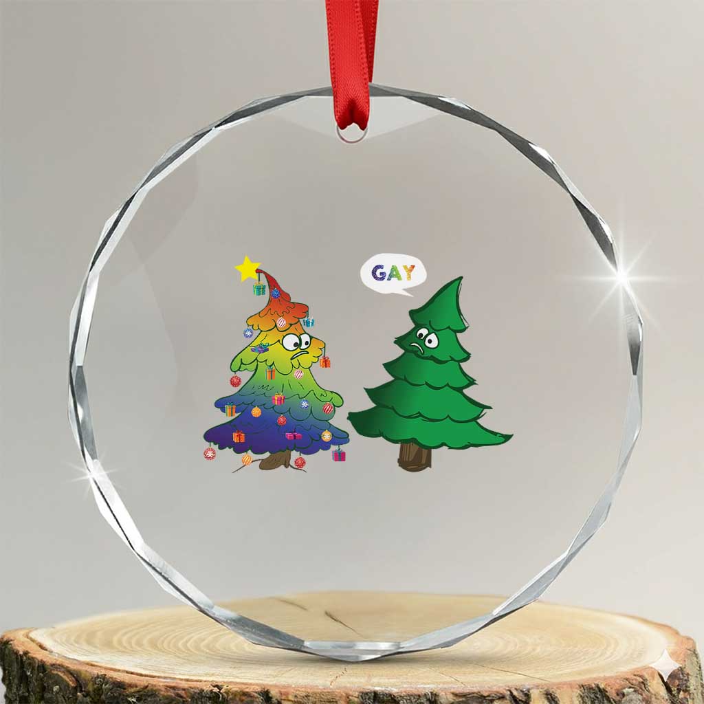 Funny Gay Xmas Crystal Glass Ornament Rainbow Christmas Tree LGBT TS09 Transparent Glass 3'' Circle Print Your Wear