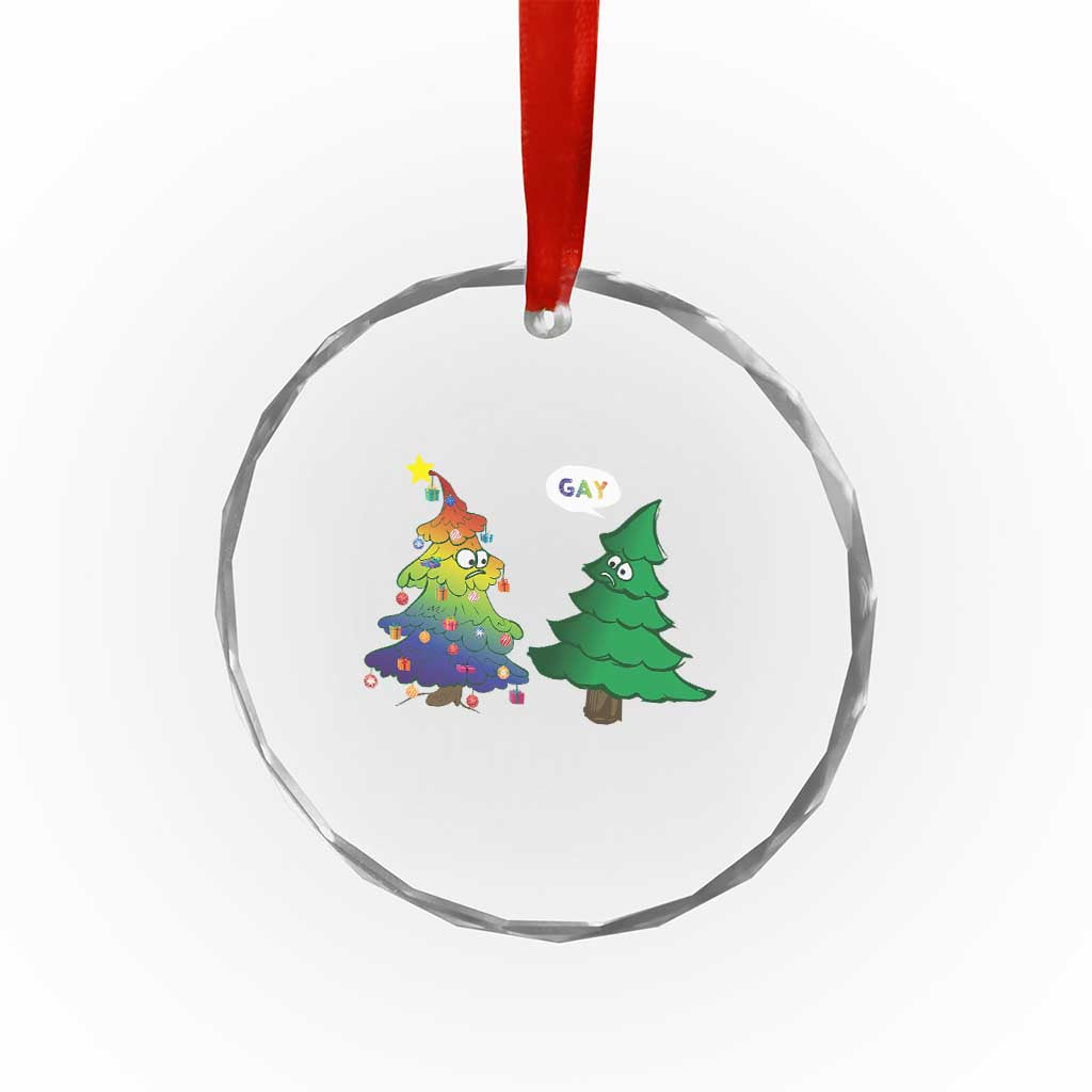 Funny Gay Xmas Crystal Glass Ornament Rainbow Christmas Tree LGBT TS09 Print Your Wear
