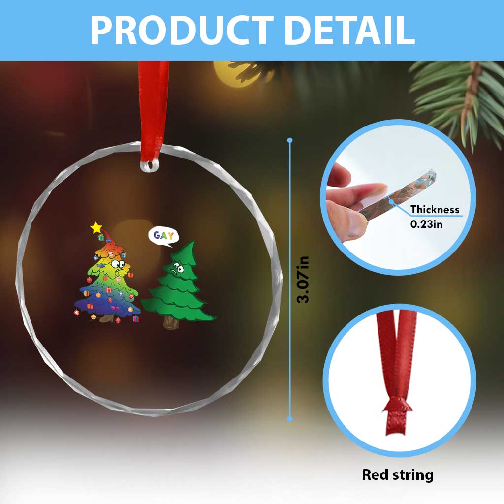 Funny Gay Xmas Crystal Glass Ornament Rainbow Christmas Tree LGBT TS09 Print Your Wear