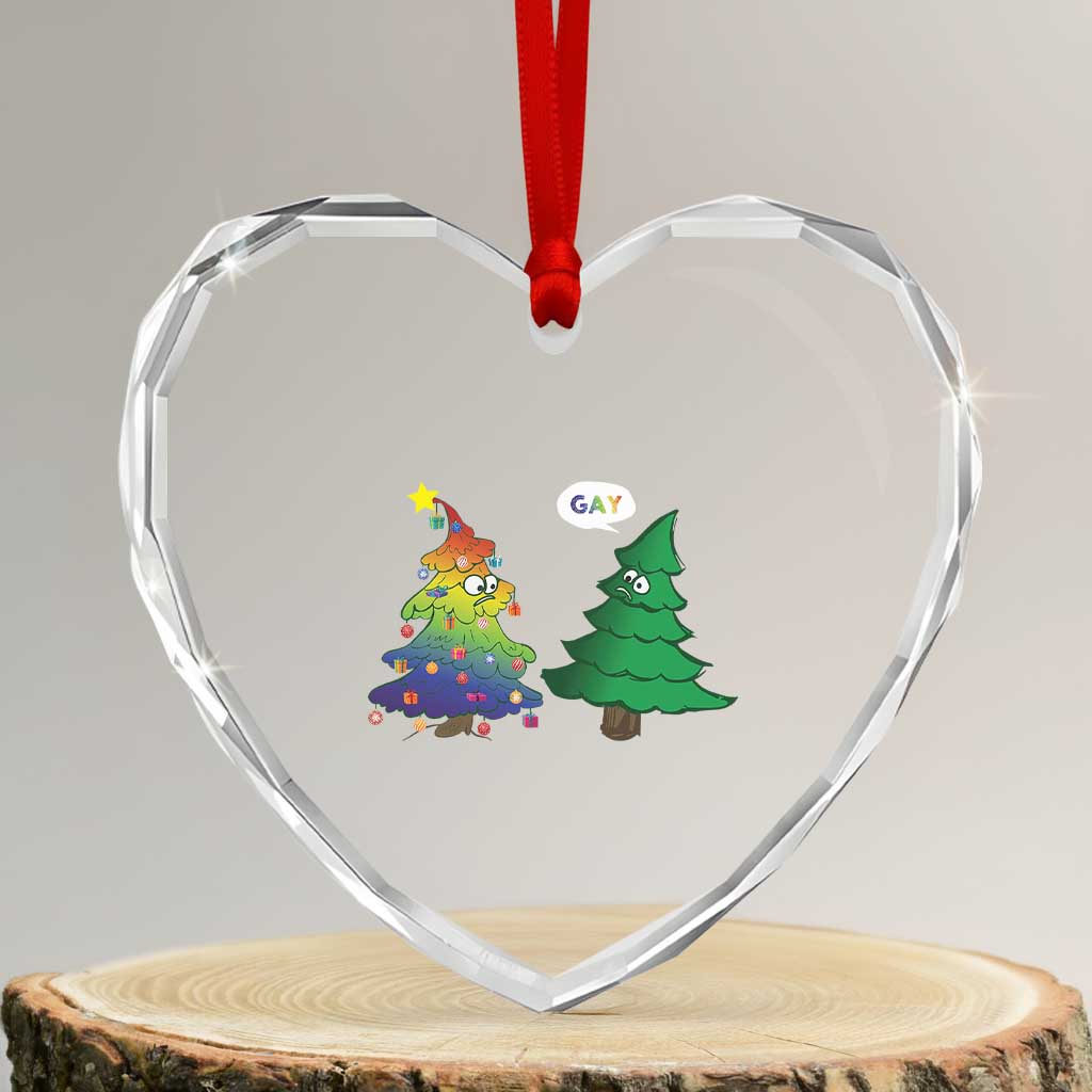 Funny Gay Xmas Heart Crystal Glass Ornament Rainbow Christmas Tree LGBT TS09 Transparent Glass 3'' Heart Print Your Wear