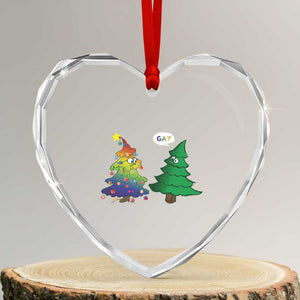 Funny Gay Xmas Heart Crystal Glass Ornament Rainbow Christmas Tree LGBT TS09 Transparent Glass 3'' Heart Print Your Wear
