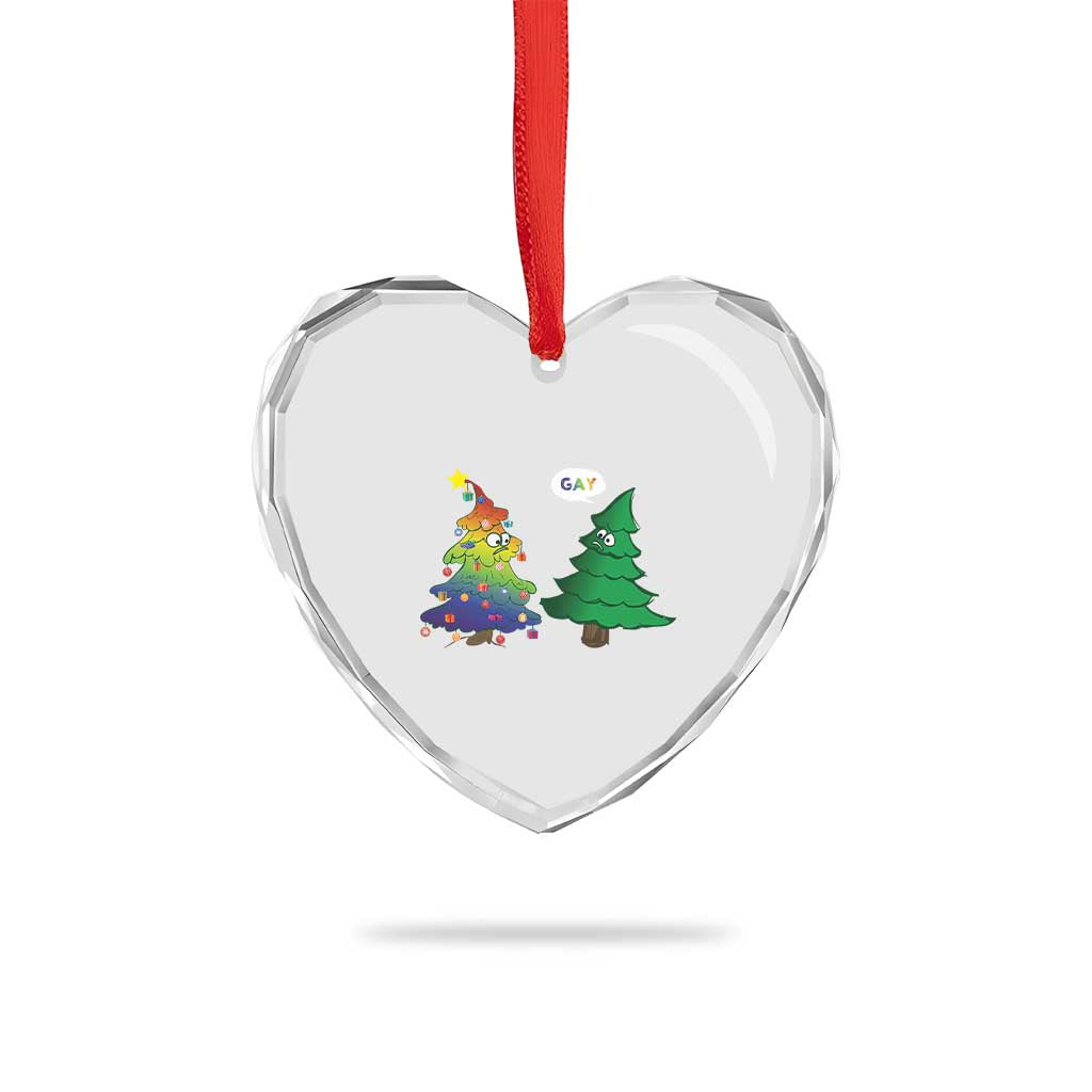 Funny Gay Xmas Heart Crystal Glass Ornament Rainbow Christmas Tree LGBT TS09 Print Your Wear