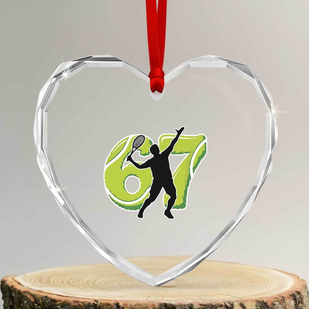 Funny Gen Z Alpha Gift Heart Crystal Glass Ornament Six Seven Meme Tennis Lover TS12 Transparent Glass 3'' Heart Print Your Wear
