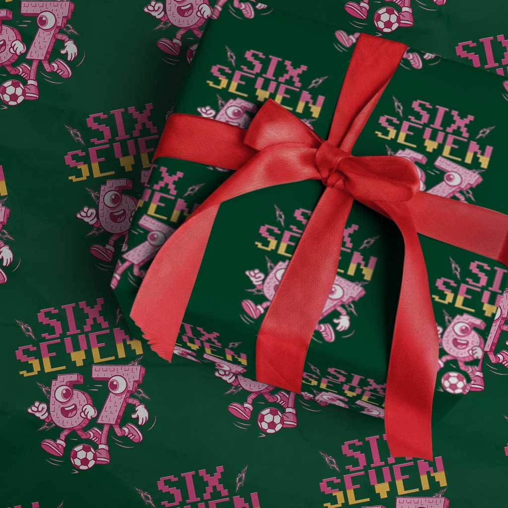 Funny Gen Z Alpha Gift Wrapping Paper Roll Six Seven Meme Soccer Lover TS12 Green Print Your Wear