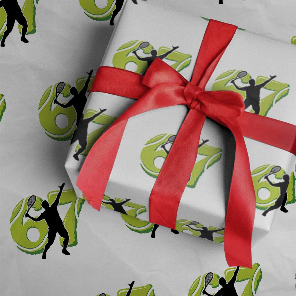 Funny Gen Z Alpha Gift Wrapping Paper Roll Six Seven Meme Tennis Lover TS12 White Print Your Wear