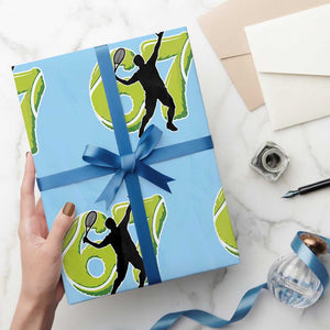 Funny Gen Z Alpha Gift Wrapping Paper Roll Six Seven Meme Tennis Lover TS12 Light Blue Print Your Wear