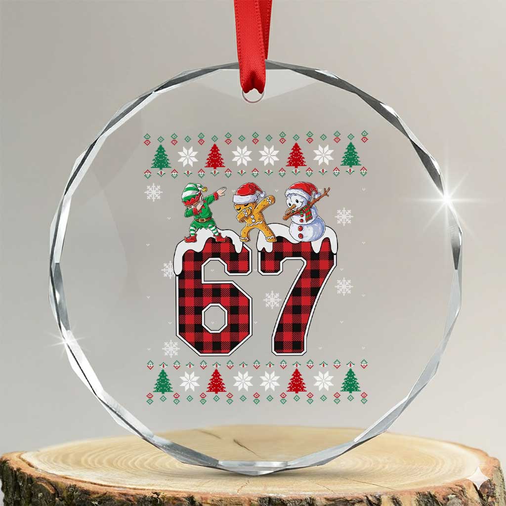 Funny Gen Z Alpha Ugly Xmas Gift Crystal Glass Ornament Gingerbread Snowman Elf Dabbing TS12 Transparent Glass 3'' Circle Print Your Wear