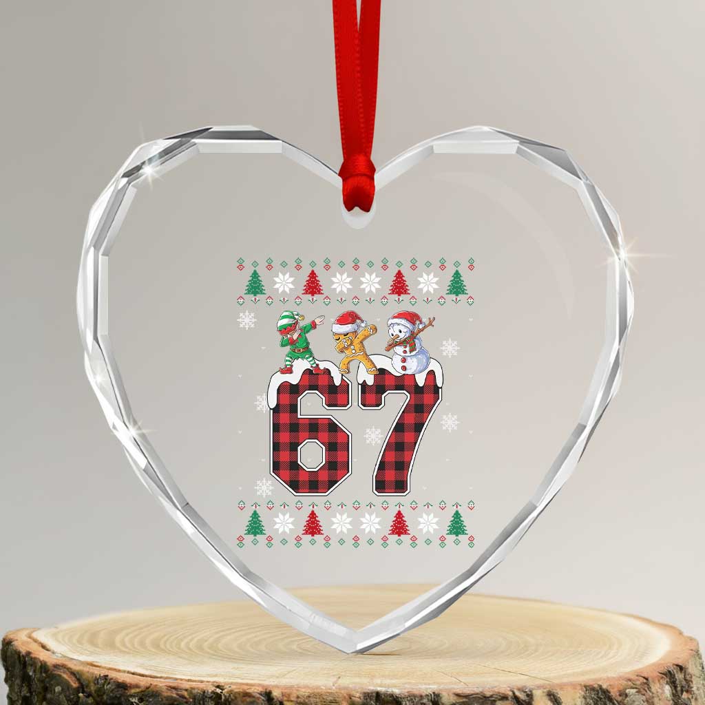 Funny Gen Z Alpha Ugly Xmas Gift Heart Crystal Glass Ornament Gingerbread Snowman Elf Dabbing TS12 Transparent Glass 3'' Heart Print Your Wear