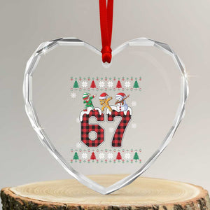 Funny Gen Z Alpha Ugly Xmas Gift Heart Crystal Glass Ornament Gingerbread Snowman Elf Dabbing TS12 Transparent Glass 3'' Heart Print Your Wear