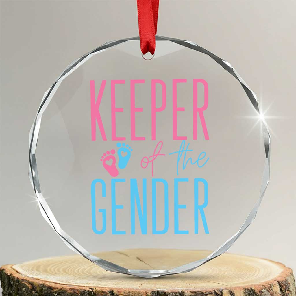 Funny Gender Reveal Party Crystal Glass Ornament Keeper Of The Gender TS12 Transparent Glass 3'' Circle Print Your Wear