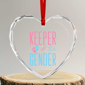 Funny Gender Reveal Party Heart Crystal Glass Ornament Keeper Of The Gender