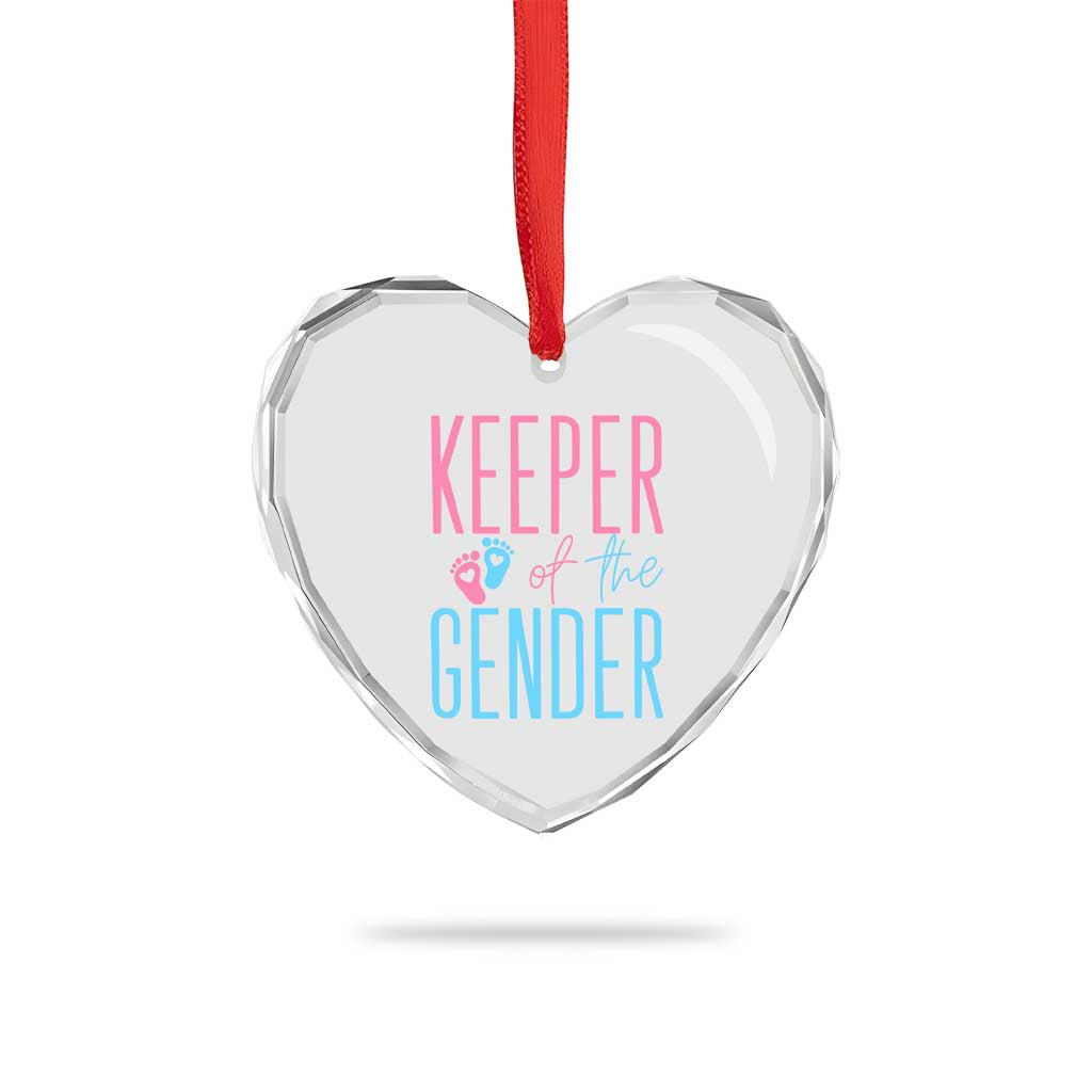 Funny Gender Reveal Party Heart Crystal Glass Ornament Keeper Of The Gender