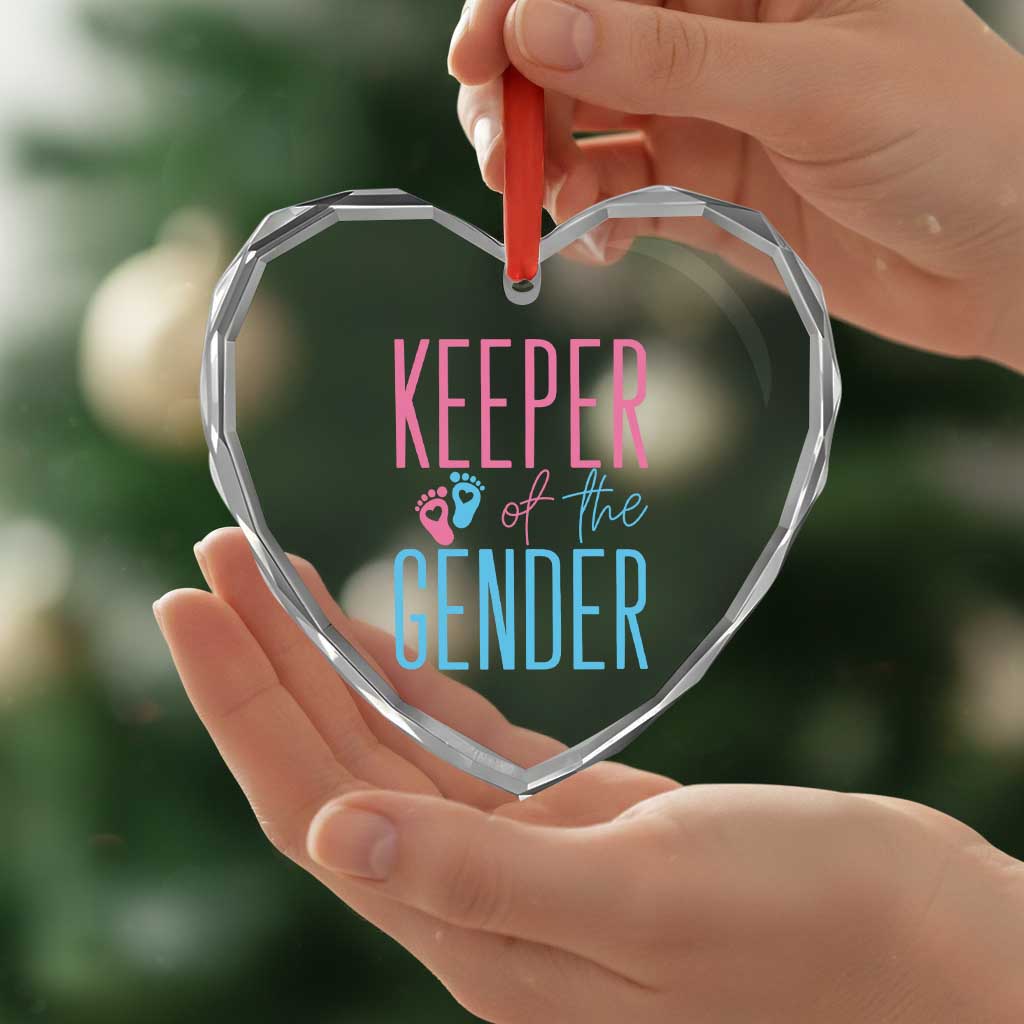 Funny Gender Reveal Party Heart Crystal Glass Ornament Keeper Of The Gender