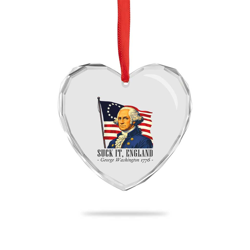 Funny George Washington 1776 Heart Crystal Glass Ornament 4th July Suck-It England TS14 Print Your Wear