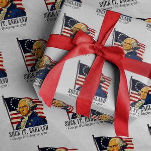 Funny George Washington 1776 Wrapping Paper Roll 4th July Suck-It England TS14 White Print Your Wear
